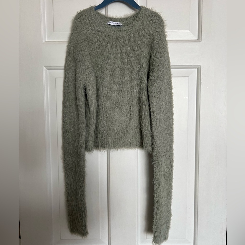 Women's Fuzzy Grey Sweater